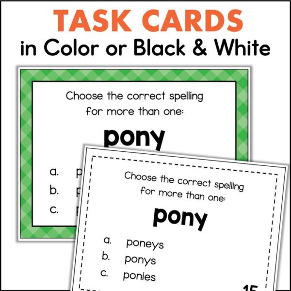 plural noun spelling rules task cards